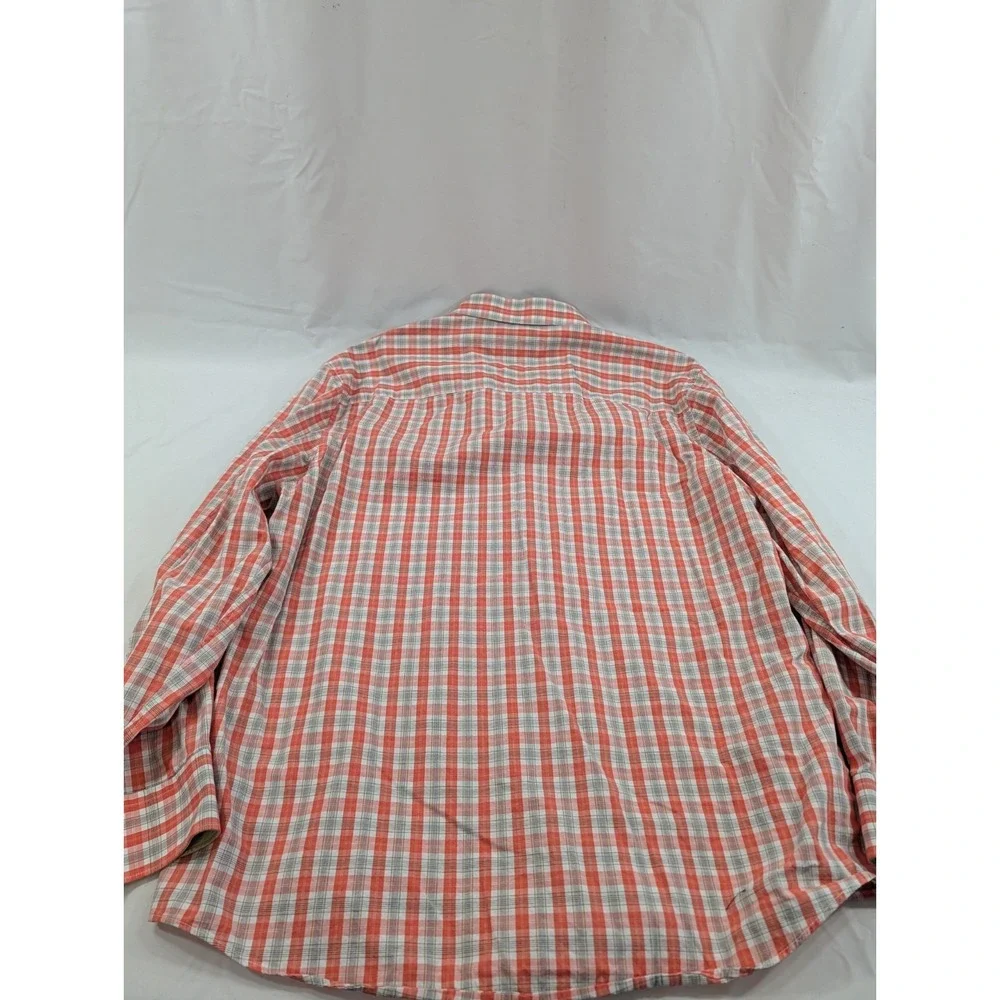Ralph Lauren Shirt Men 2XL Button Up Performance Orange Plaid Tattersall Cutaway